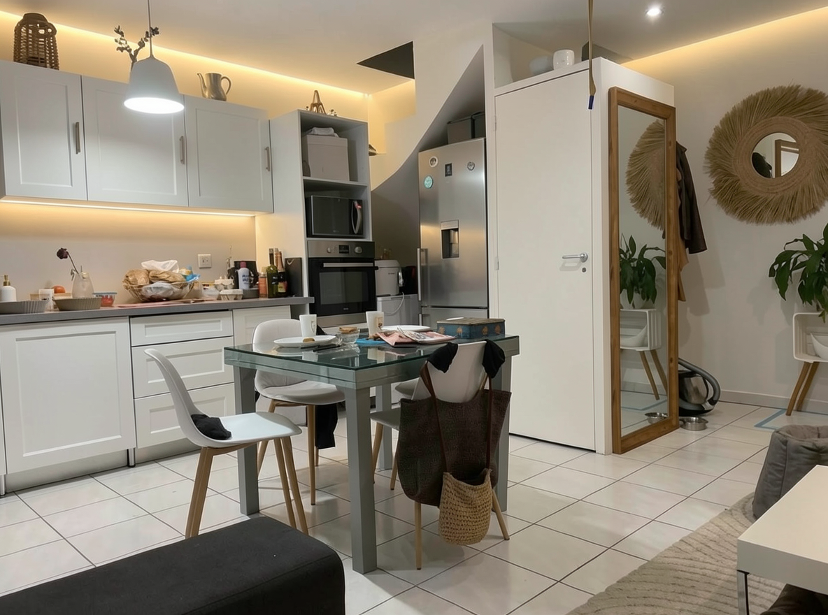 Main redesign studio: Redesign this room in a Modern interior style: clean lines, a neutral palette with bold accents, sleek low-profile furniture, glass and matte-metal su