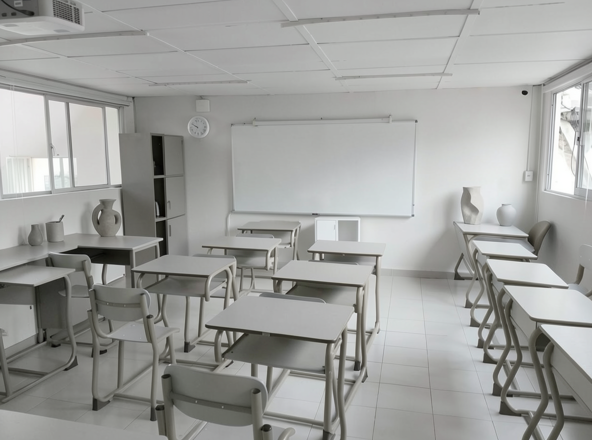 Main redesign studio: Redesign this room in a Minimalist interior style: an uncluttered space, a monochrome neutral palette, a few sculptural pieces, concealed storage, sof