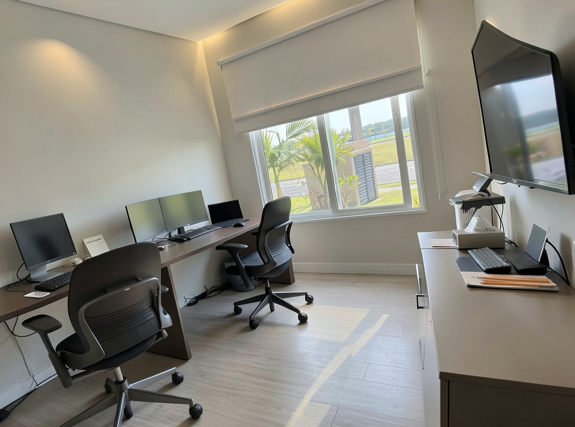 Main redesign studio: Redesign this room in a Modern interior style: clean lines, a neutral palette with bold accents, sleek low-profile furniture, glass and matte-metal su