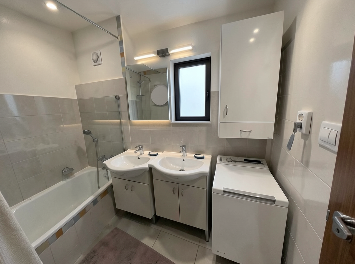 Main redesign studio: Redesign this room in a Modern interior style: clean lines, a neutral palette with bold accents, sleek low-profile furniture, glass and matte-metal su