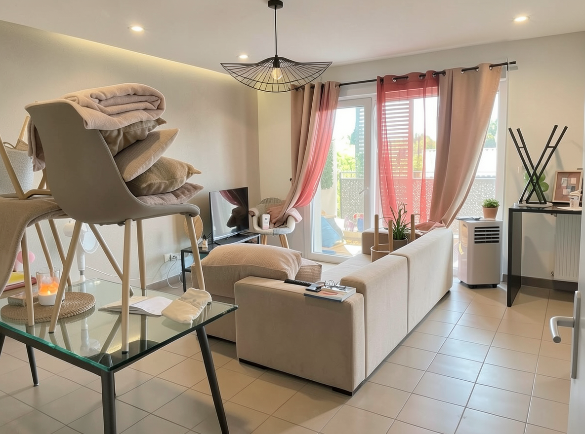 Main redesign studio: Redesign this room in a Modern interior style: clean lines, a neutral palette with bold accents, sleek low-profile furniture, glass and matte-metal su