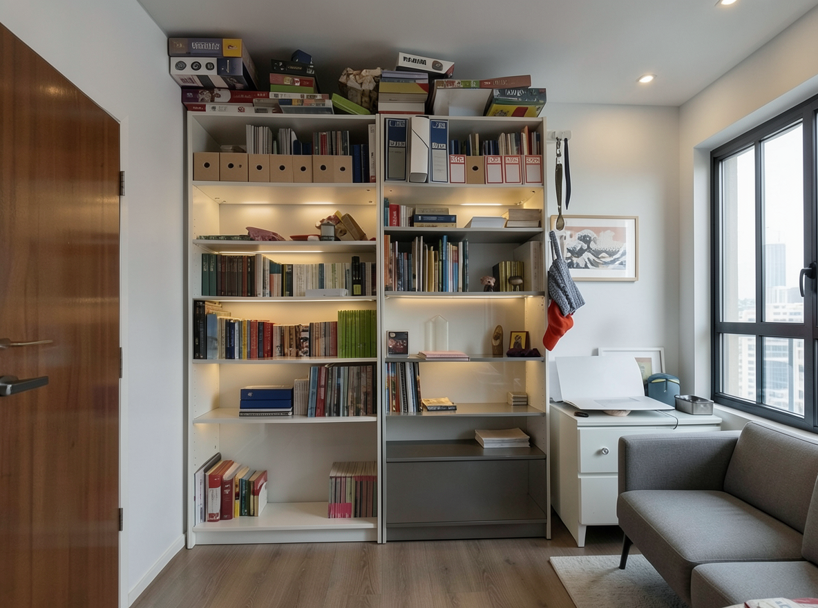Main redesign studio: Redesign this room in a Modern interior style: clean lines, a neutral palette with bold accents, sleek low-profile furniture, glass and matte-metal su