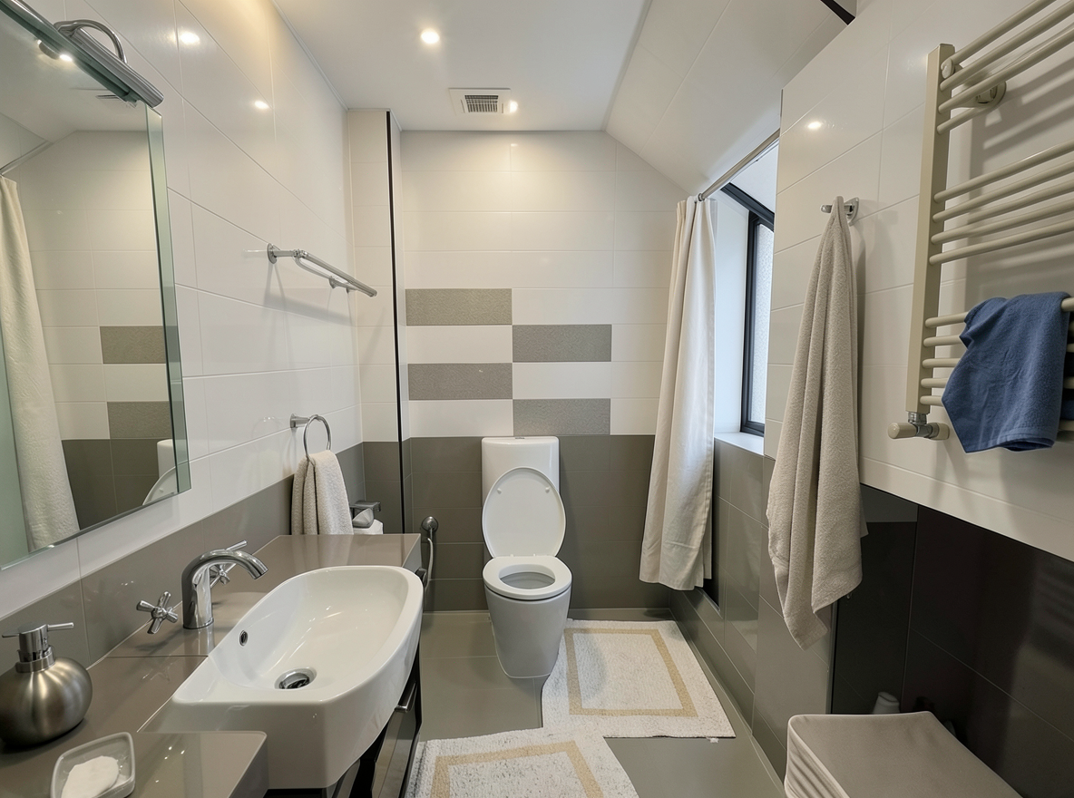 Main redesign studio: Redesign this room in a Modern interior style: clean lines, a neutral palette with bold accents, sleek low-profile furniture, glass and matte-metal su