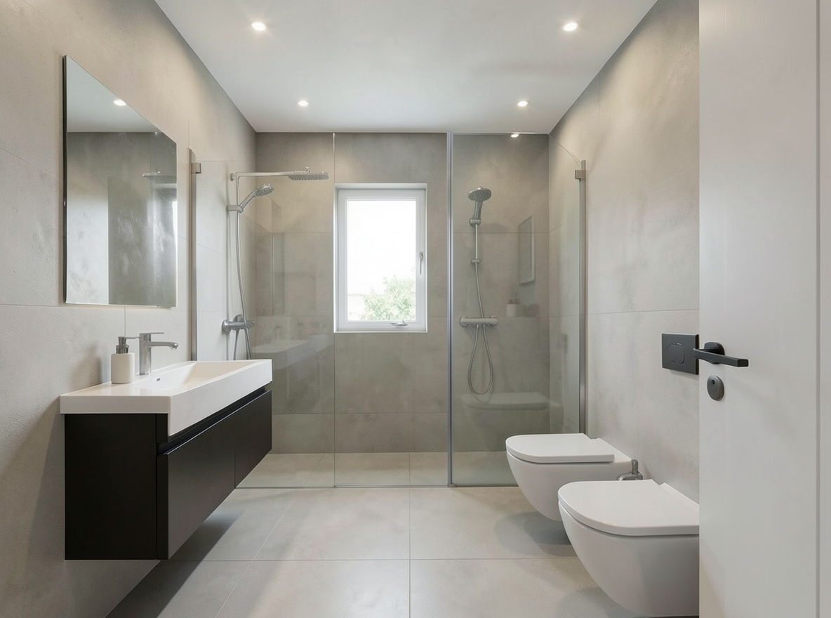 Main redesign studio: Redesign this room in a Modern interior style: clean lines, a neutral palette with bold accents, sleek low-profile furniture, glass and matte-metal su
