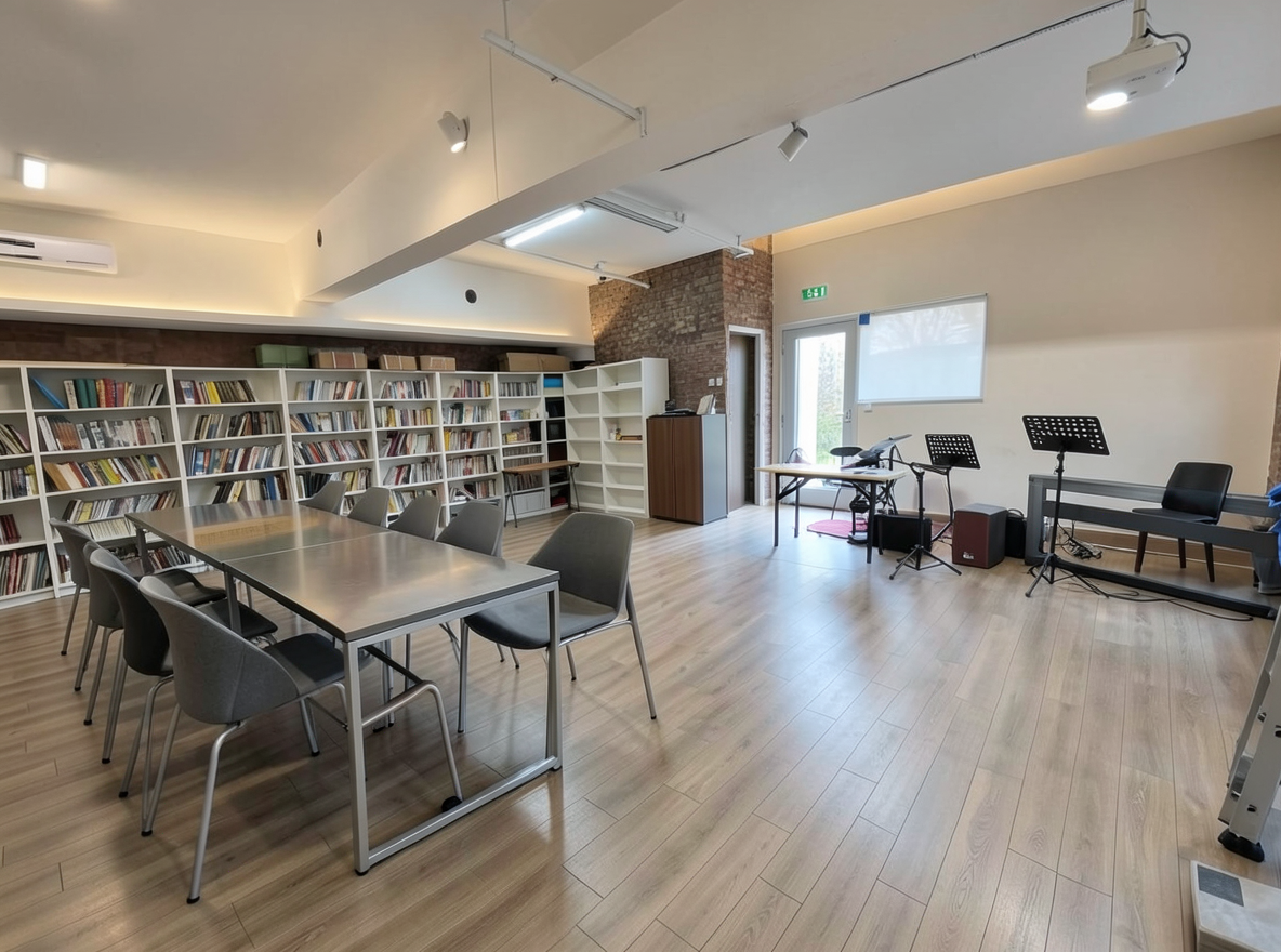 Main redesign studio: Redesign this room in a Modern interior style: clean lines, a neutral palette with bold accents, sleek low-profile furniture, glass and matte-metal su