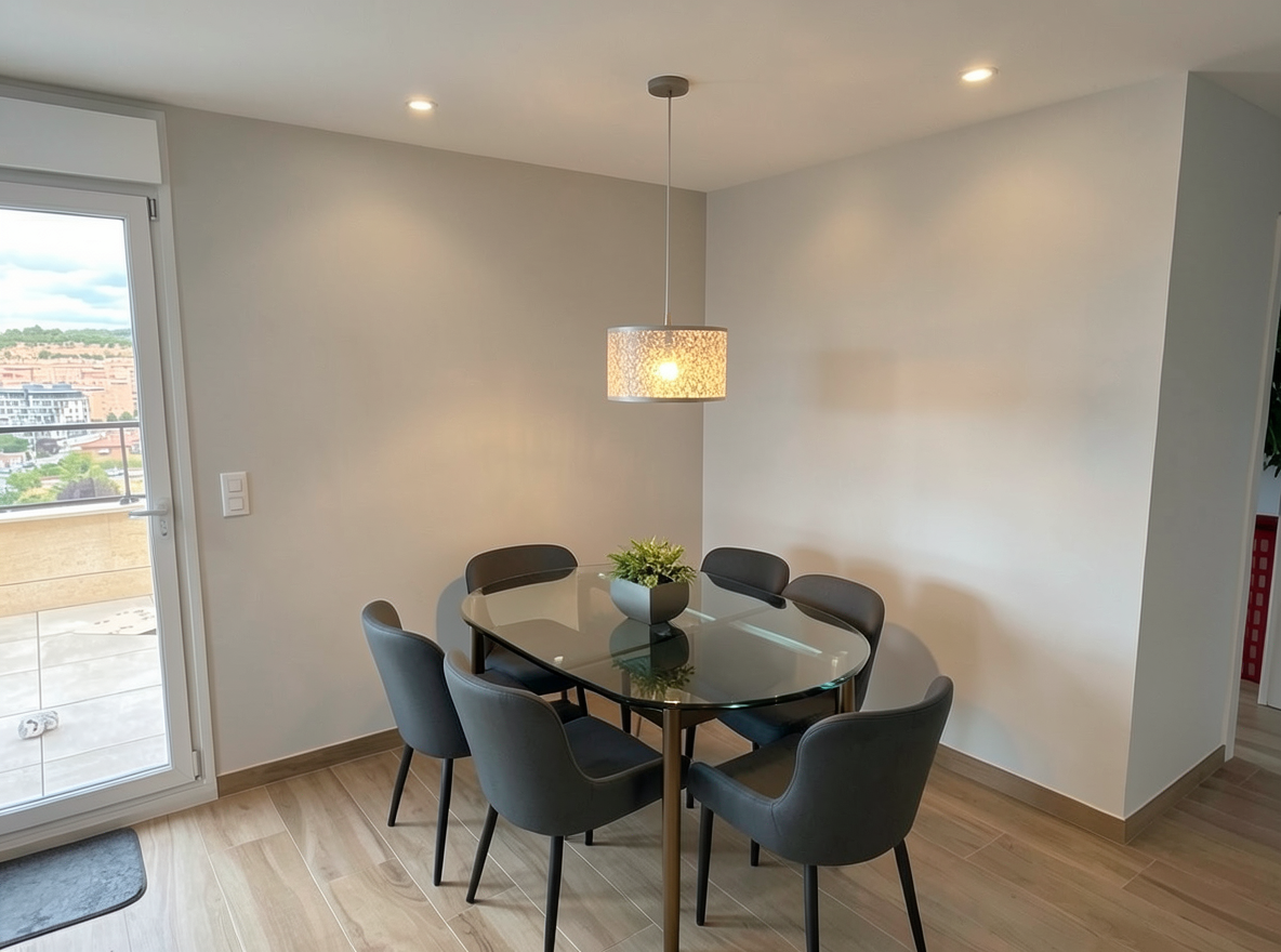 Main redesign studio: Redesign this room in a Modern interior style: clean lines, a neutral palette with bold accents, sleek low-profile furniture, glass and matte-metal su