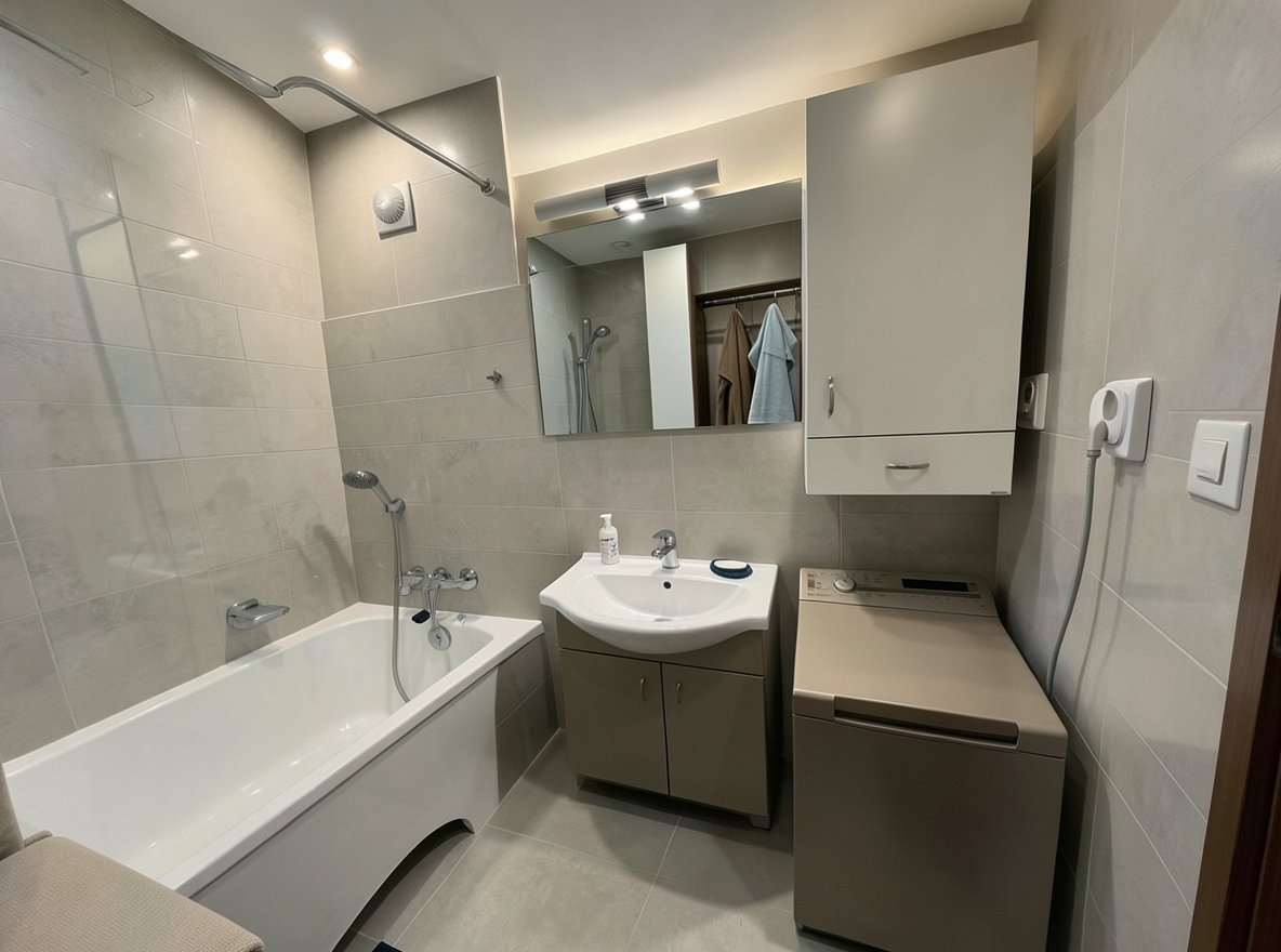 Main redesign studio: Redesign this room in a Modern interior style: clean lines, a neutral palette with bold accents, sleek low-profile furniture, glass and matte-metal su