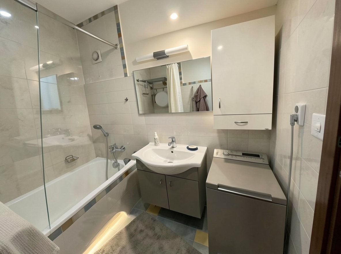 Main redesign studio: Redesign this room in a Modern interior style: clean lines, a neutral palette with bold accents, sleek low-profile furniture, glass and matte-metal su