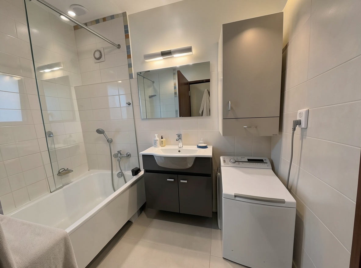 Main redesign studio: Redesign this room in a Modern interior style: clean lines, a neutral palette with bold accents, sleek low-profile furniture, glass and matte-metal su