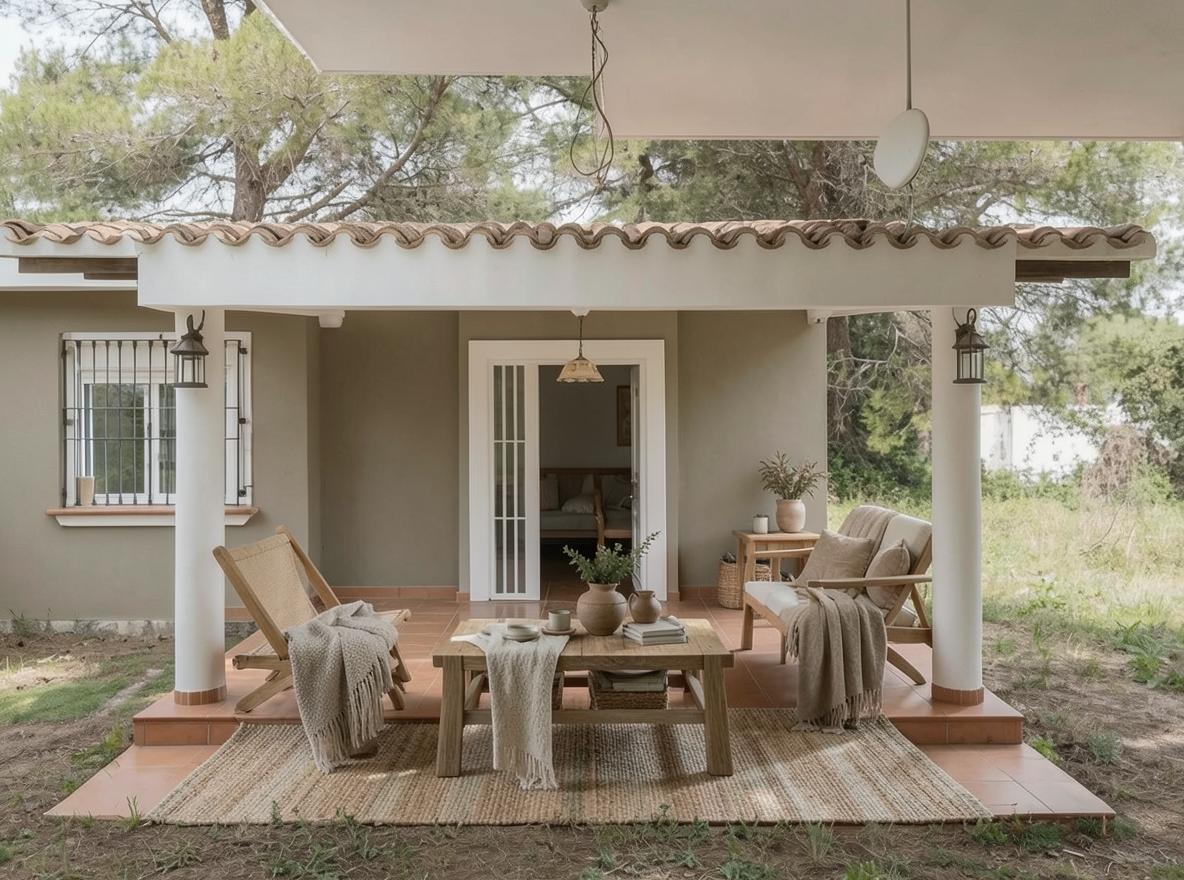 Main redesign studio: Redesign this room in a Japandi interior style: low natural-wood furniture, a muted earthy palette, handcrafted ceramics, linen textiles, soft diffuse