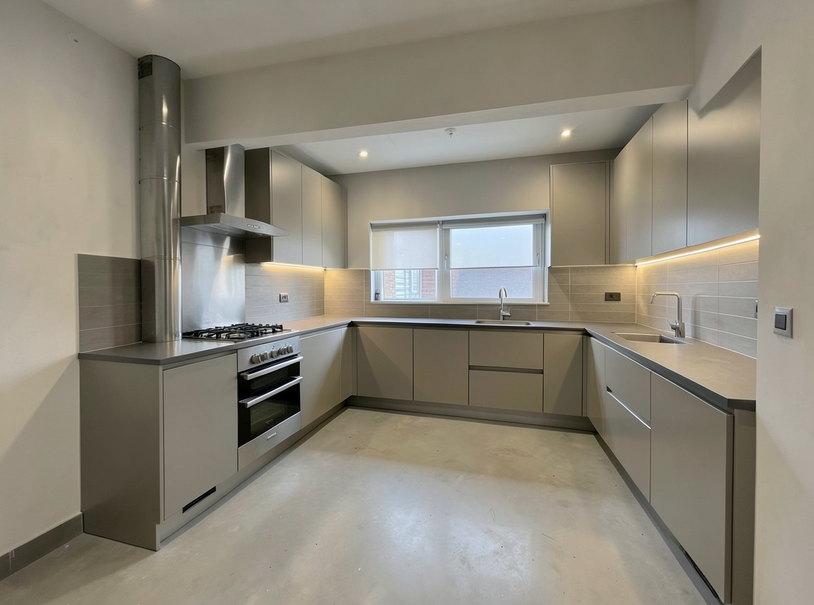 Main redesign studio: Redesign this room in a Modern interior style: clean lines, a neutral palette with bold accents, sleek low-profile furniture, glass and matte-metal su