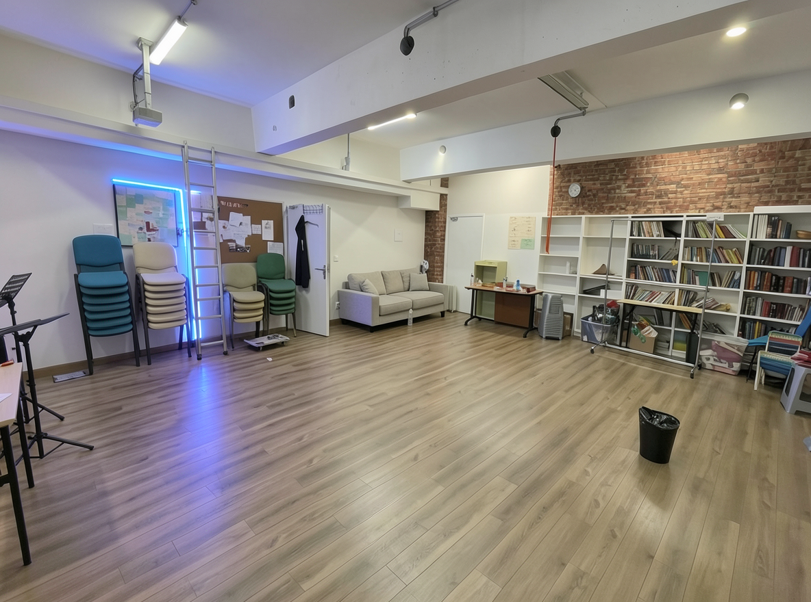Main redesign studio: Redesign this room in a Modern interior style: clean lines, a neutral palette with bold accents, sleek low-profile furniture, glass and matte-metal su